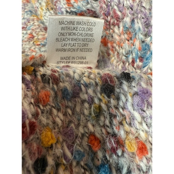 Q&A Multicolor Speckles Knit Chunky Womens Crewneck Long Puff Sleeves XL Sweater - Picture 9 of 10